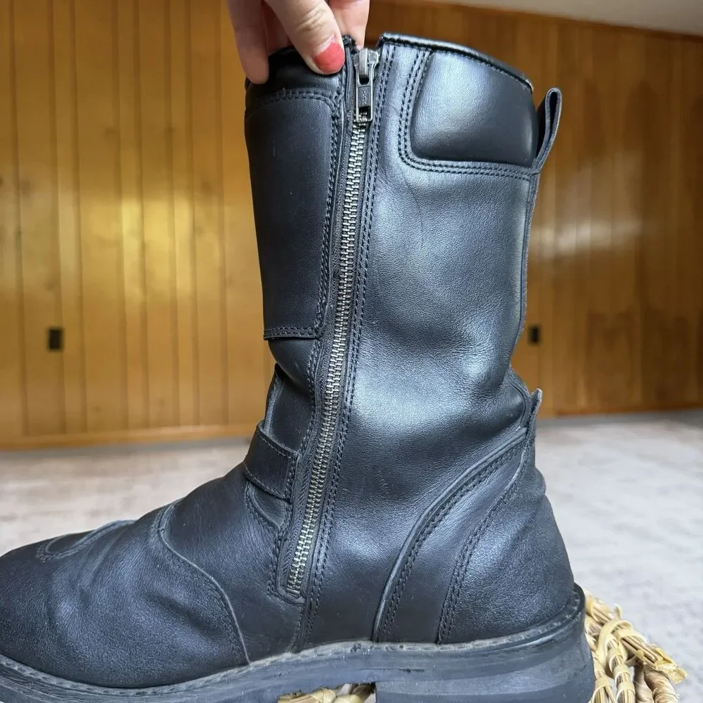 Milwaukee Leather Men's Black Leather Motorcycle Boots Size 12